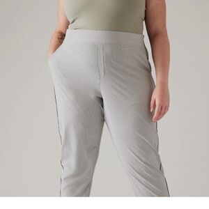 ATHLETA gray and white City Stripe textured Brooklyn ankle pants 2